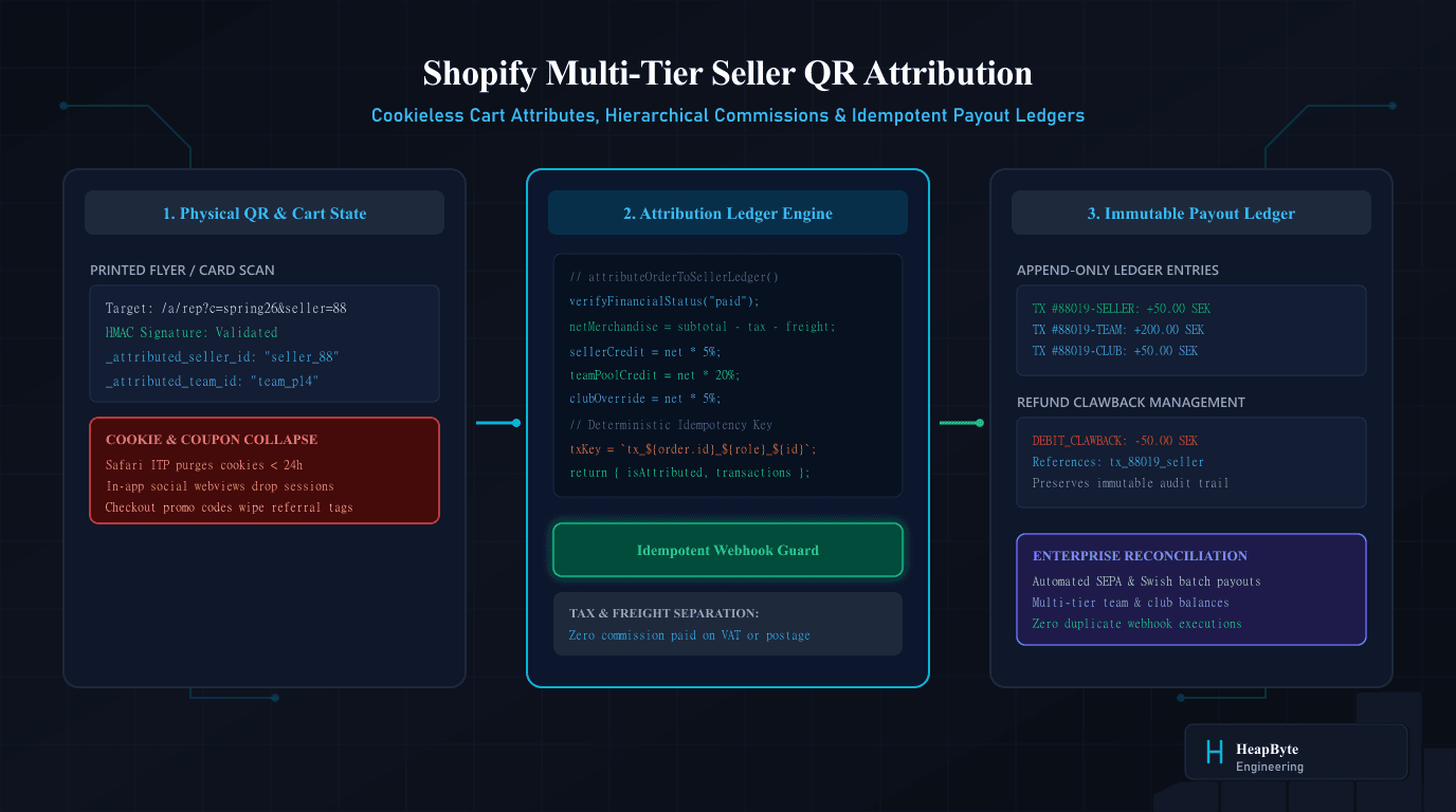 Shopify QR seller attribution payouts