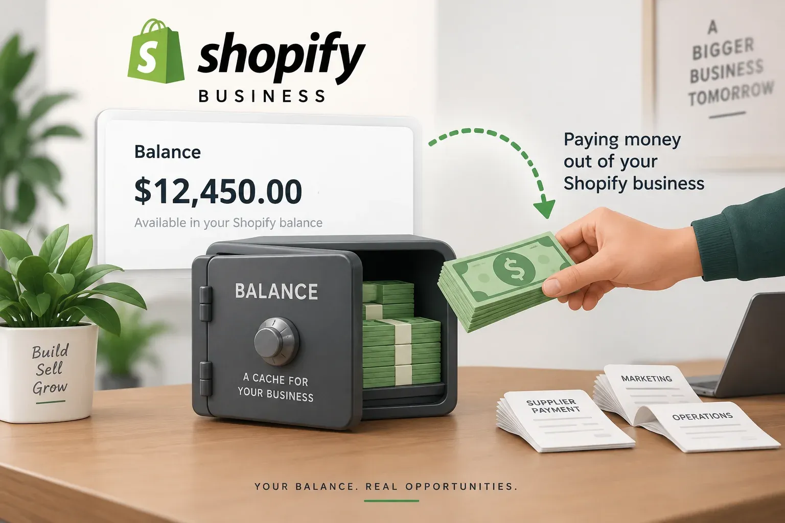 A balance is a cache paying money out of a Shopify business