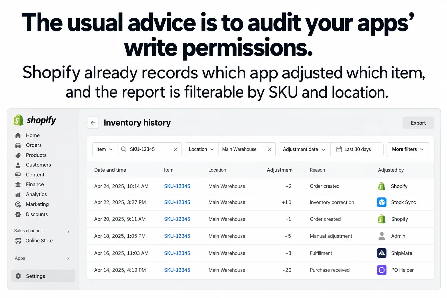 When the stock is wrong, Shopify already knows who wrote it