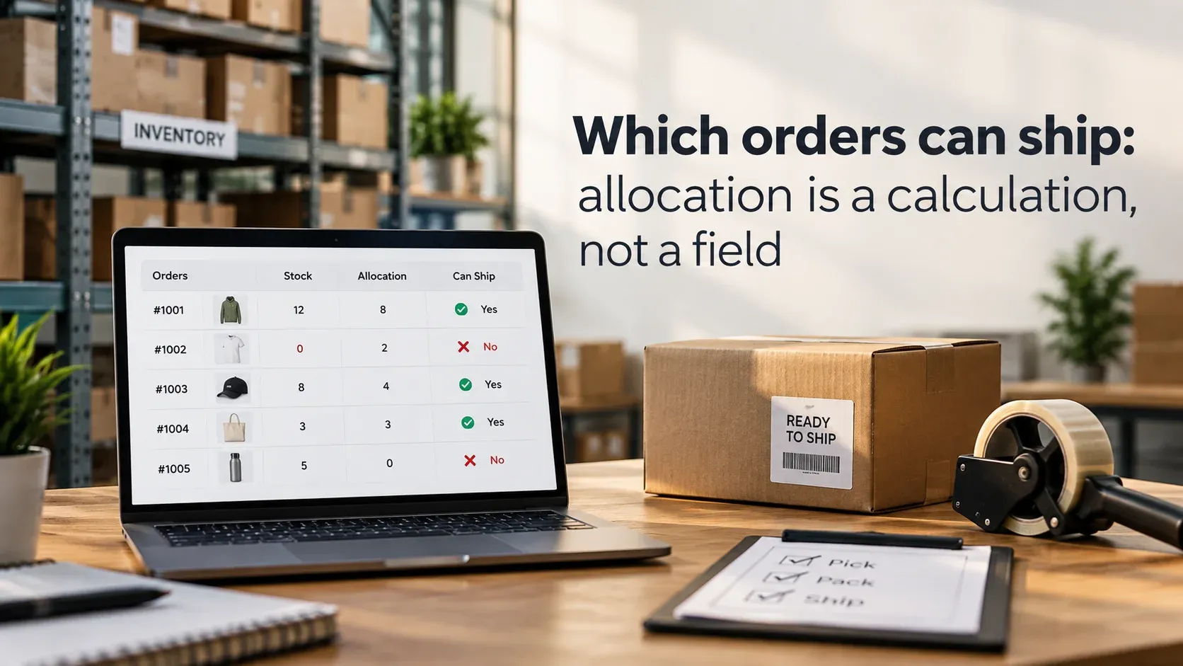 Which orders can ship allocation is a calculation, not a field