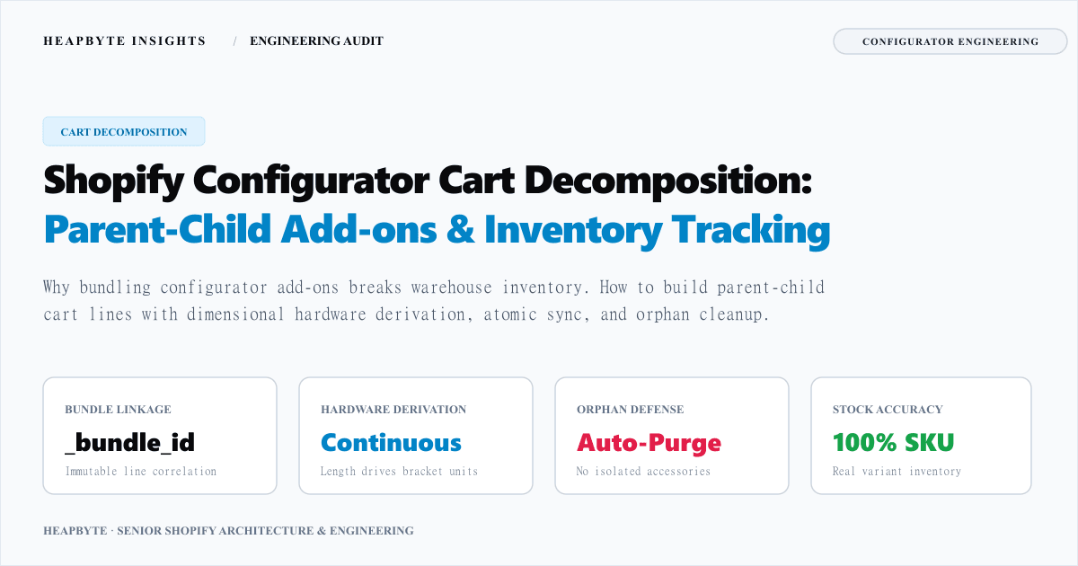 Shopify configurator cart decomposition parent-child bundling architecture