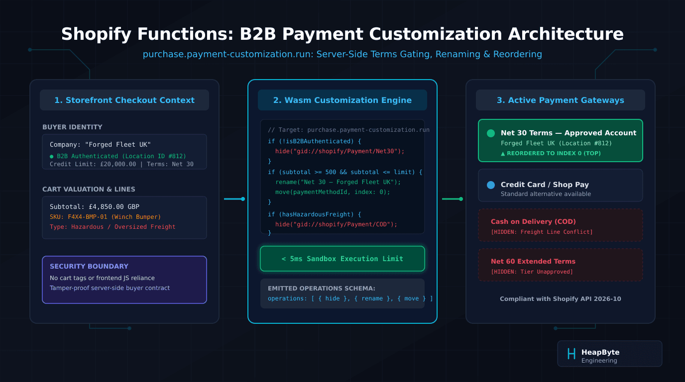 Shopify payment customization b2b rules