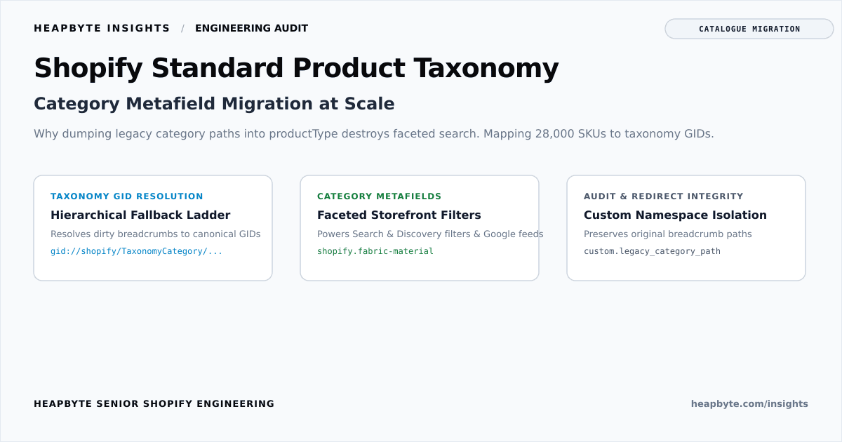 Shopify standard product taxonomy migration and category metafields